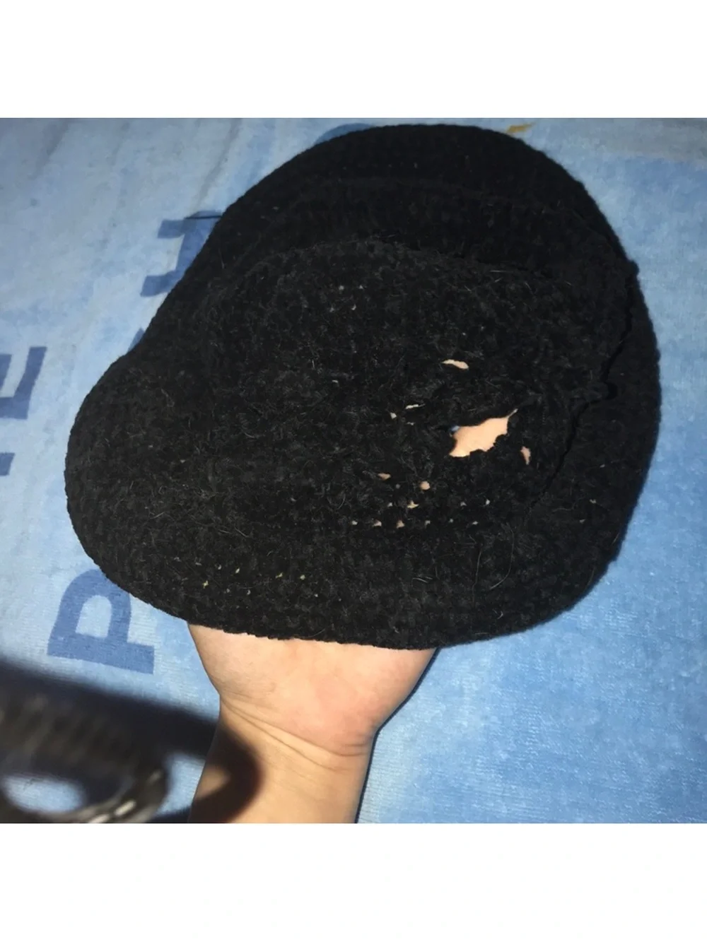 Black Knit Bucket Hat 56cm damaged